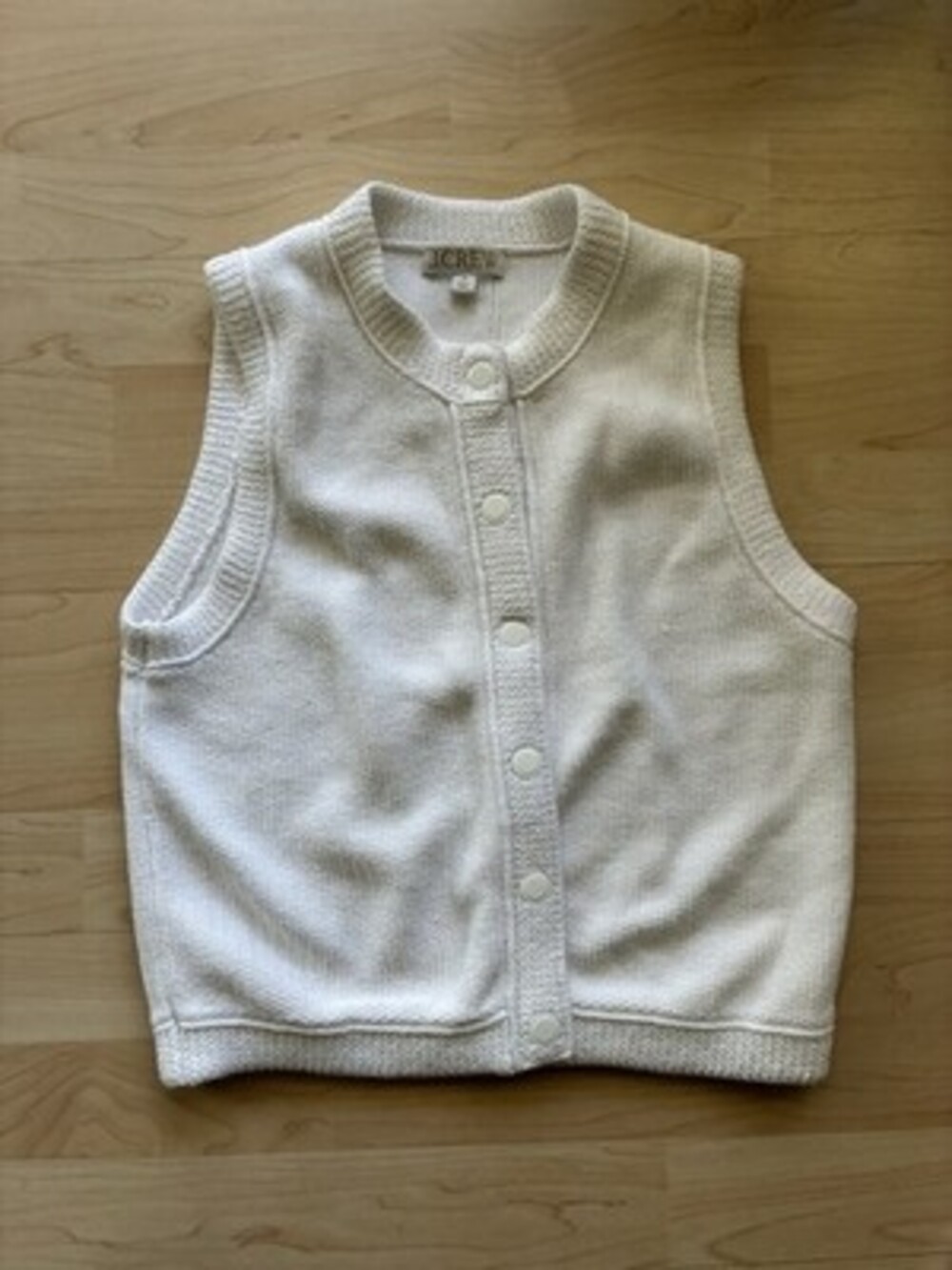 J.CREW White Knit Button Front Sleeveless Sweater Vest Women's Medium